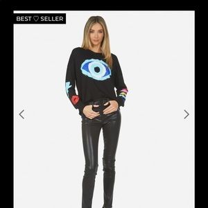 Lauren Moshi Luella Painted Eye L/S Tee in Black size small